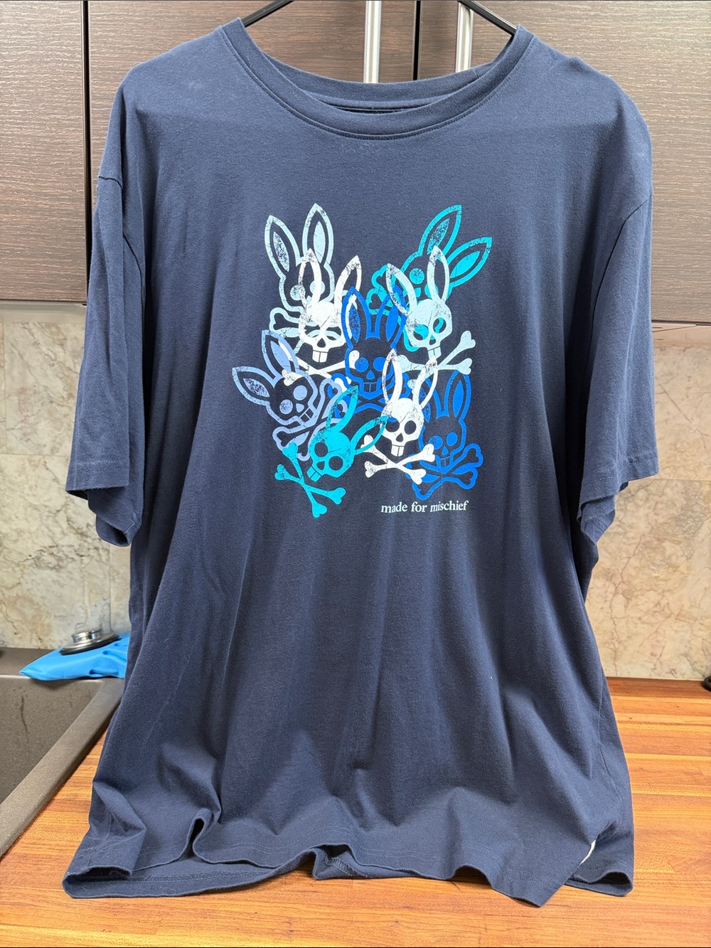 Psycho Bunny Navy Short Sleeve Tee with Blue & Teal Graphic